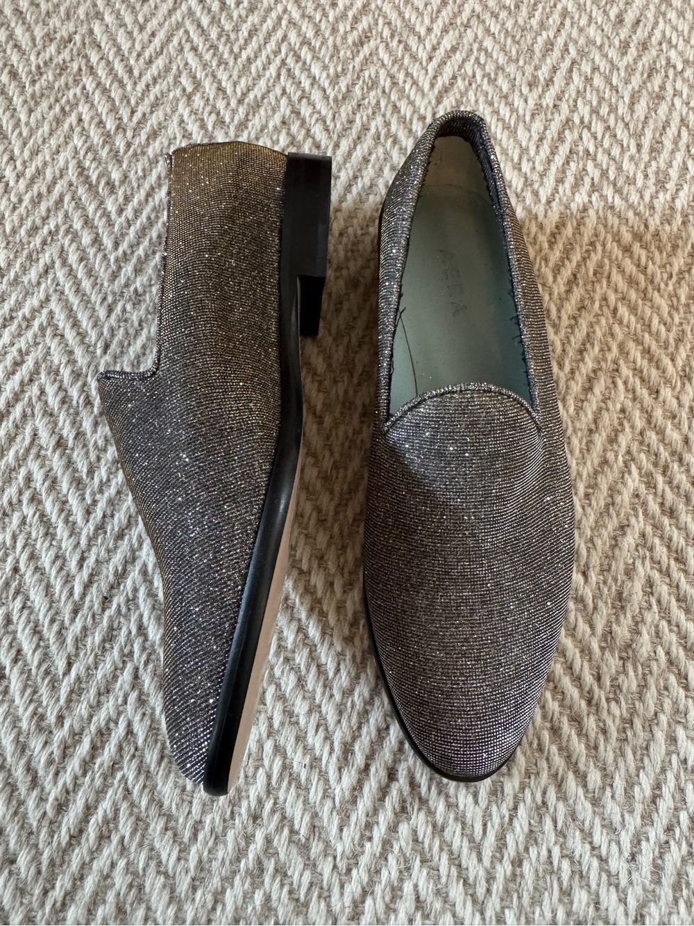 Women’s Aera Silver Glitter Holly Loafers | Size 37